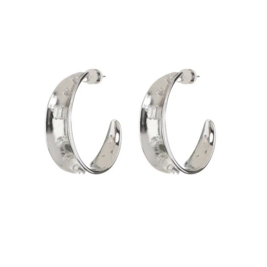 Luv Aj Crystal Statement Hoop Earrings In Silver Tone New 33$